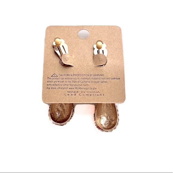 🛍🆕GOLD RHINESTONE CLIP ON EARRINGS - Picture 3 of 3